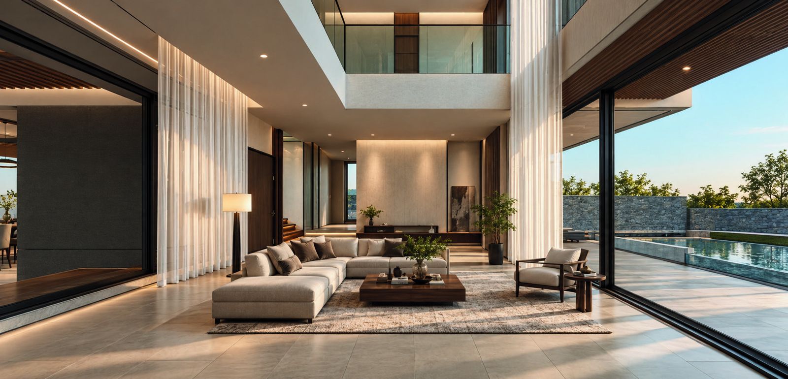 DOUBLE-VOLUME LIVING ROOM design render